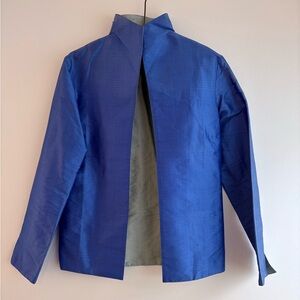 Vintage raw silk reversible formal jacket - ultramarine & ice blue